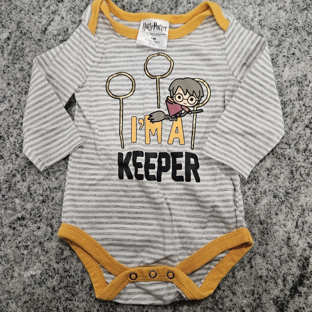 Harry potter Gray and Yellow onesie 3-6 months